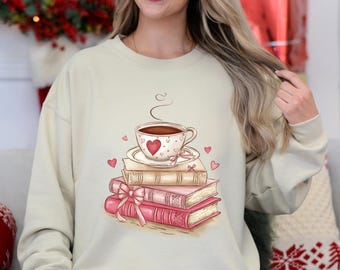 Book Lover Valentine's Day T-Shirt: Bookworm Coffee Tee
