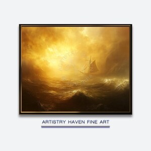 Golden Sunset Sailboat Print: Coastal Seascape Art (Digital Download) SL32