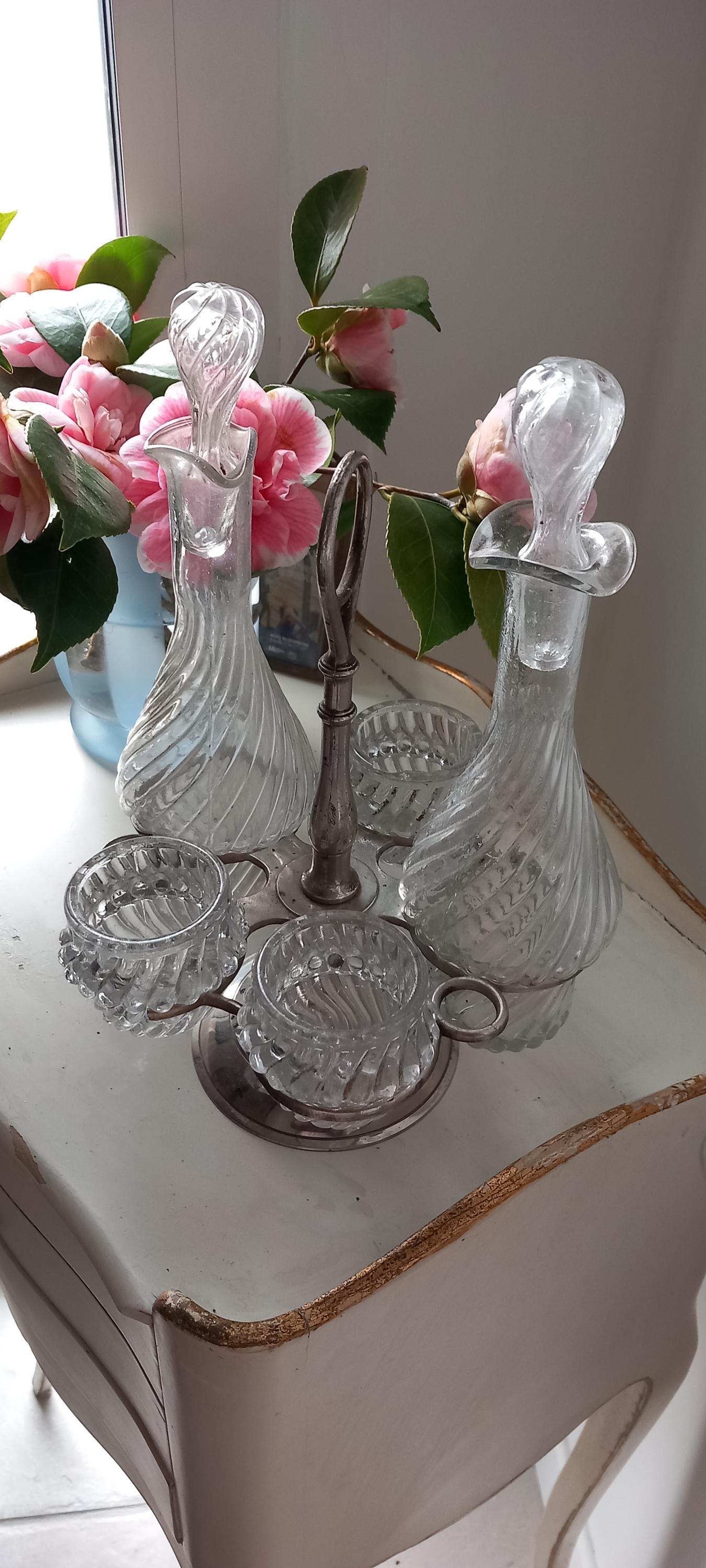 VINTAGE SERVICE À condiments en bois huilier vinaigrier salière