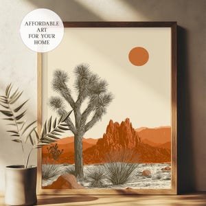 Joshua Tree Print, Southwestern Wand Kunst, Kaktus Poster, Nationalpark, Boho Wand Kunst, Illustrierter Druck, Joshua Tree Art, Kaktus