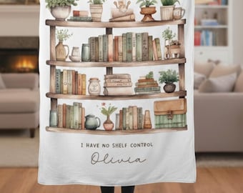 Bookish Blanket, Bookshelf Print, Cozy Reading Throw, Literary Decor