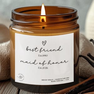 Personalized Bridesmaid Candle, Bridal Party Proposal Gift, Minimalist Wedding Favor Bridesmaid Box Custom Candle Keepsake For Bridal Shower