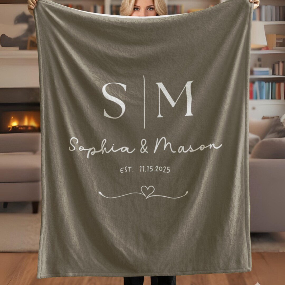 Custom Couple Blanket, Personalized Wedding Gift, Family Name Throw ...