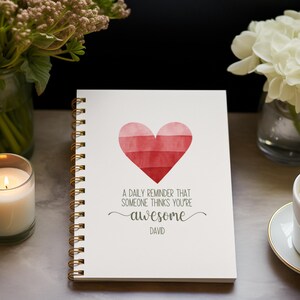 Personalized Love Notebook, Custom Spiral Journal Gift for Her
