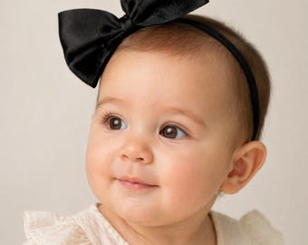 Baby Headband Red Polka Dot Bow | Nylon Headband | Infant Toddler Hair ...