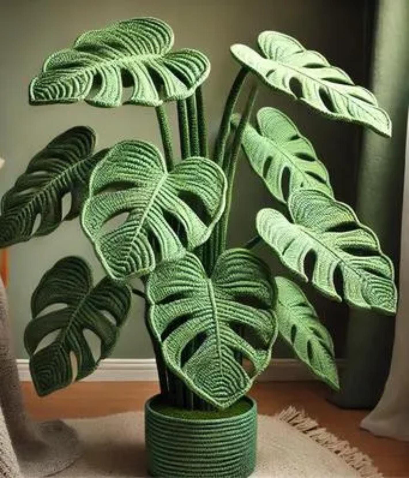 32 Monstera Crochet Patterns for Tropical Leaves, Wall Hangings, and Potted Plants 3 Crochet Monstera Deliciosa Pattern