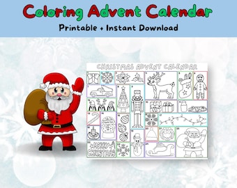 Christmas Coloring Advent Calendar: DIY Santa Countdown (PDF)