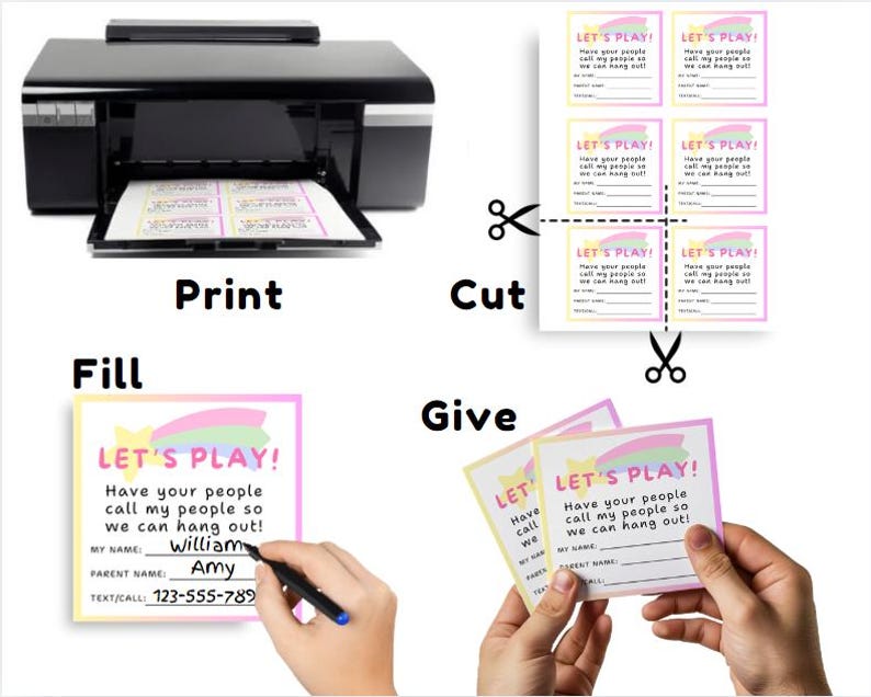 Seasonal Playdate Invitation Template: Kids Calling Cards (digital ...