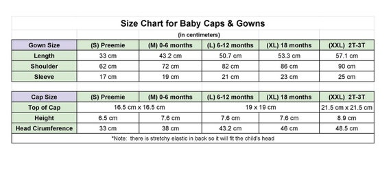 Graduation Cap Size Chart