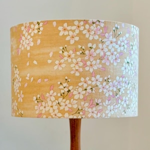 Japanese Sakura lampshade. Handmade. / Cherry blossom floral lampshade / Beige / Pink, Blue, Purple available / Traditional Japanese Design