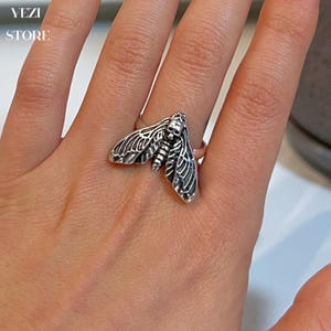 Skeleton Moth Ring, Skull Moth Ring, Goth Skull Ring, Gothic Ring, Punk Ring, Biker Ring, Occult Jewelry, Witch Ring, Celestial Moth Ring