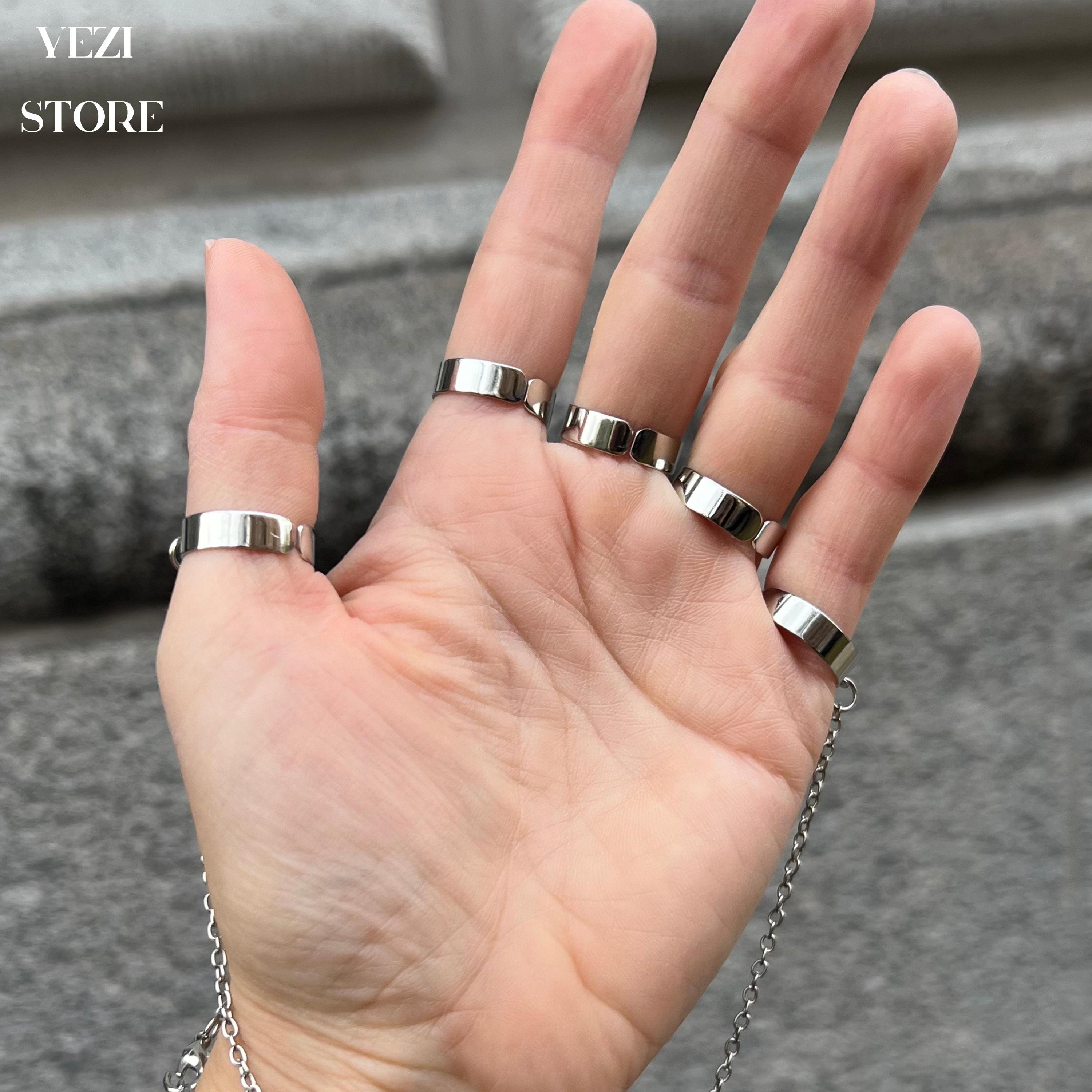 Chain Bracelet Ring, Adjustable Chain With Rings, Gothic
