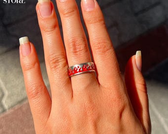 Stainless Steel Flame Ring: Gothic Biker Fire Ring