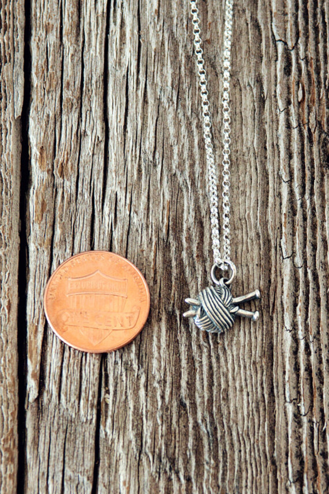 Ball of Yarn Charm Necklace Yarn and Needles Charm Sterling Etsy