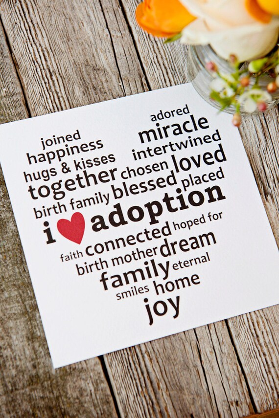 I Love Adoption Art Print Adoption Sayings Adoption Gifts Etsy