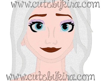 Frozen 2 Elsa Cold Queen with Hair Down Applique Machine Embroidery Design (DIGITAL ITEM)