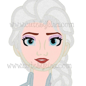 Frozen 2 Elsa Blue Bust Applique Machine Embroidery Design DIGITAL ITEM image 1