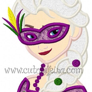 Frozen Cold Queen Elsa Mardi Gras Applique Machine Embroidery Design (DIGITAL ITEM)