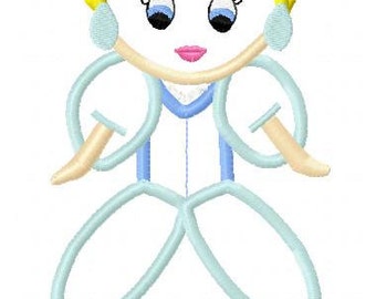 Petite Cindergirl Princess  Applique Embroidery Design