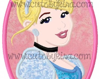 Cinderella Modern Cameo Applique Embroidery Design