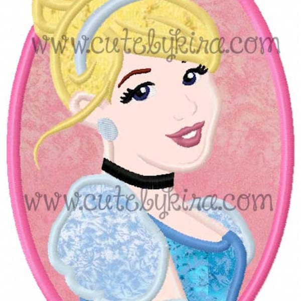 Cinderella Modern Cameo Applique Embroidery Design