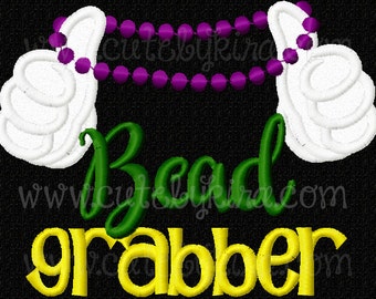 Bead Grabber Mardi Gras Applique Machine Embroidery Design (DIGITAL ITEM)