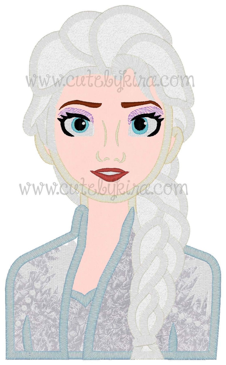 Frozen 2 Elsa Blue Bust Applique Machine Embroidery Design DIGITAL ITEM image 1