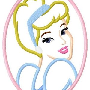 Cinderella Cameo Princess Applique Embroidery Design image 2
