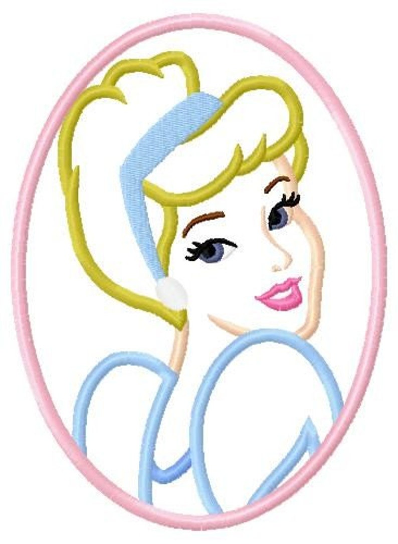 Cinderella Cameo Princess Applique Embroidery Design image 2