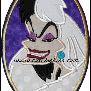 Cruella Fur Coat Lady Applique Diseño de bordado