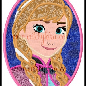 Gefrorene kalte Prinzessin Anna Cameo Applikation Maschinenstickerei Design (digitale Artikel)