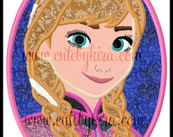 Frozen Cold Princess Anna Cameo Applique Machine Embroidery Design (DIGITAL ITEM)