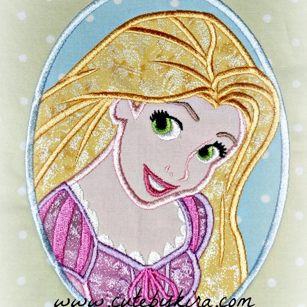 Rapunzel Princess Applique Machine Embroidery Design (DIGITAL ITEM)