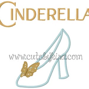 Cinderella Shoe Applique Embroidery Design
