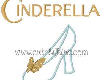 Cinderella Shoe Applique Embroidery Design