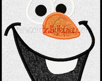 Frozen Olaf Cold Snowman Face Applique Machine Embroidery Design (DIGITAL ITEM)