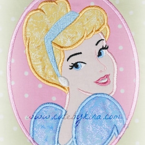 Cinderella Cameo Princess Applique Embroidery Design image 1