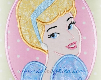 Cinderella Cameo Princess Applique Embroidery Design