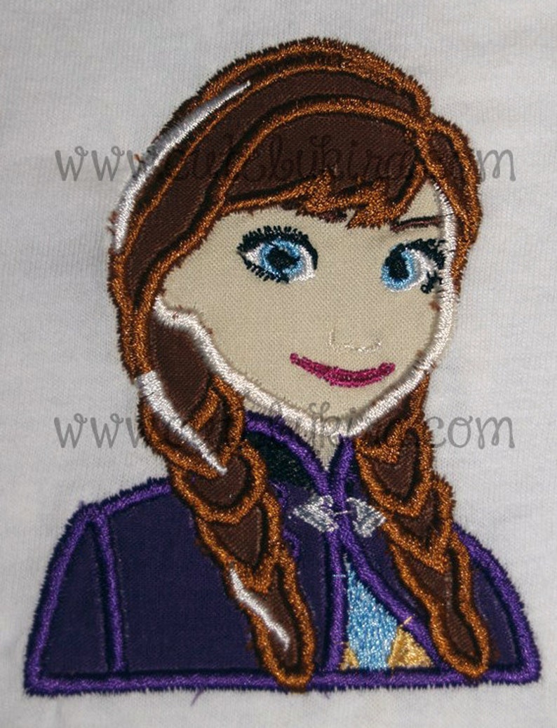 Frozen Cold Princess Anna Bust 2 Applique Machine Embroidery Design DIGITAL ITEM image 2