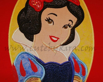 Snow White Princess Modern Cameo Applique Embroidery Design