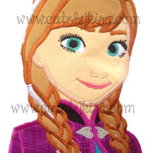 Frozen Cold Princess Anna Bust 2 Applique Machine Embroidery Design DIGITAL ITEM image 3