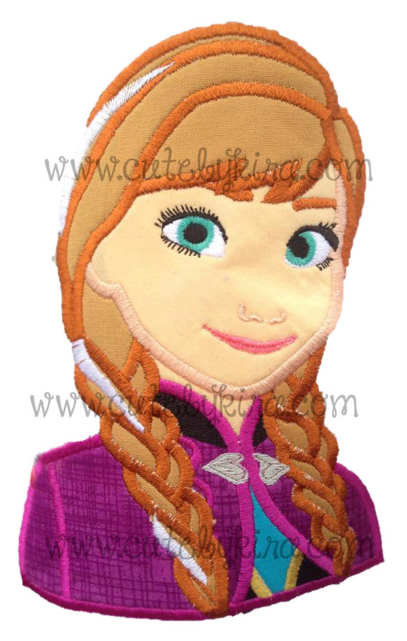 Frozen Cold Princess Anna Bust 2 Applique Machine Embroidery Design DIGITAL ITEM image 3