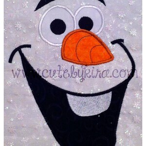 Frozen Olaf Cold Snowman Face Applique Machine Embroidery Design ...