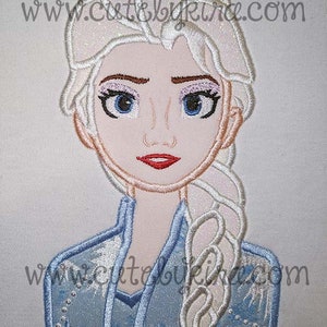 Frozen 2 Elsa Blue Bust Applique Machine Embroidery Design DIGITAL ITEM image 3