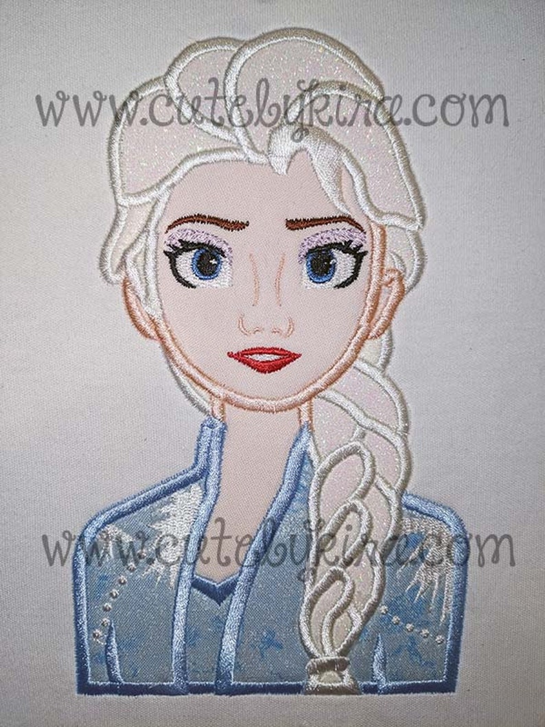 Frozen 2 Elsa Blue Bust Applique Machine Embroidery Design DIGITAL ITEM image 3