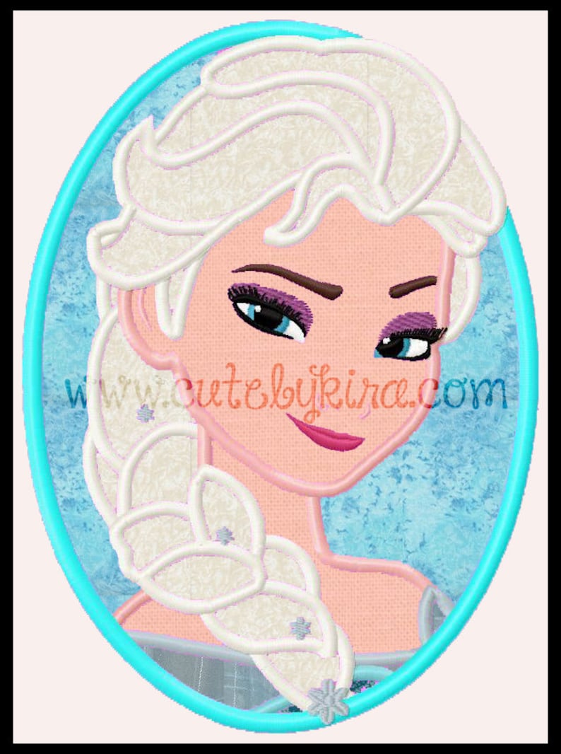 Frozen Elsa Cold Queen Cameo Applique Machine Embroidery Design (DIGITAL ITEM)