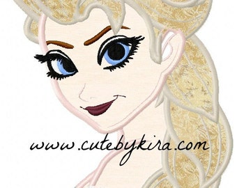 Frozen Elsa Cold Queen Bust  1 Applique Machine Embroidery Design (DIGITAL ITEM)