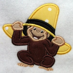 Monkey with Hat Applique Embroidery Design