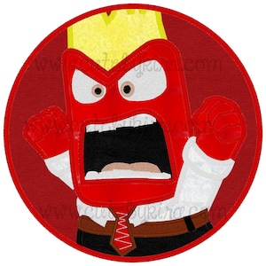 May include: A red cartoon character with a yellow crown on his head is shouting with his mouth wide open. He is wearing a white shirt, a brown belt, a red tie, and black trousers. The character is on a red background.
