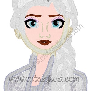 Frozen 2 Elsa Blue Bust Applique Machine Embroidery Design DIGITAL ITEM image 2